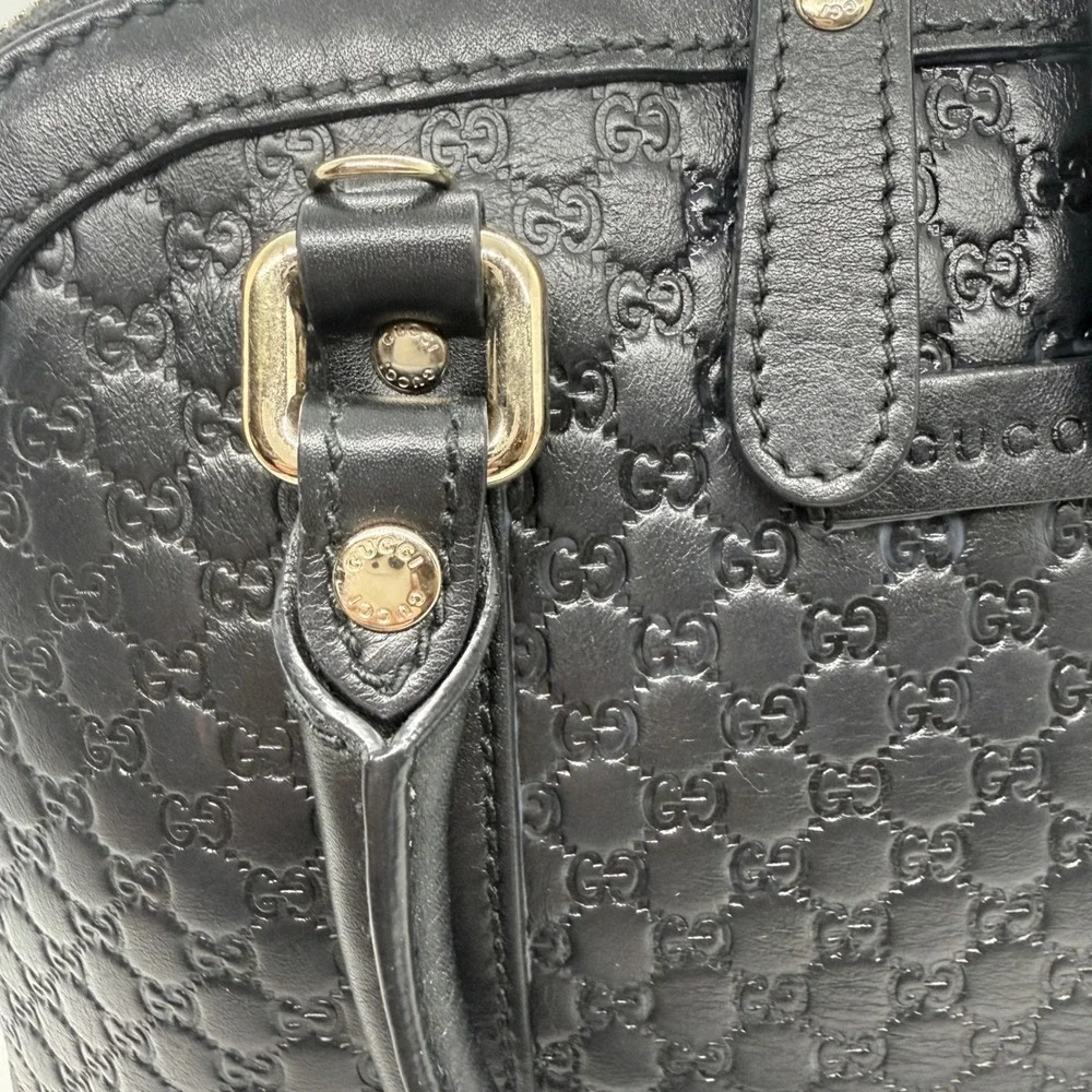 Gucci Microguccissima Mini Dome‎ Satchel Black Leather Crossbody Bag Handbag GG